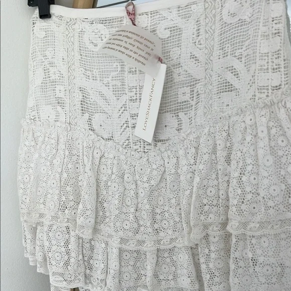 LoveShackFancy White Lace Ruffle skirt - Picture 5 of 9